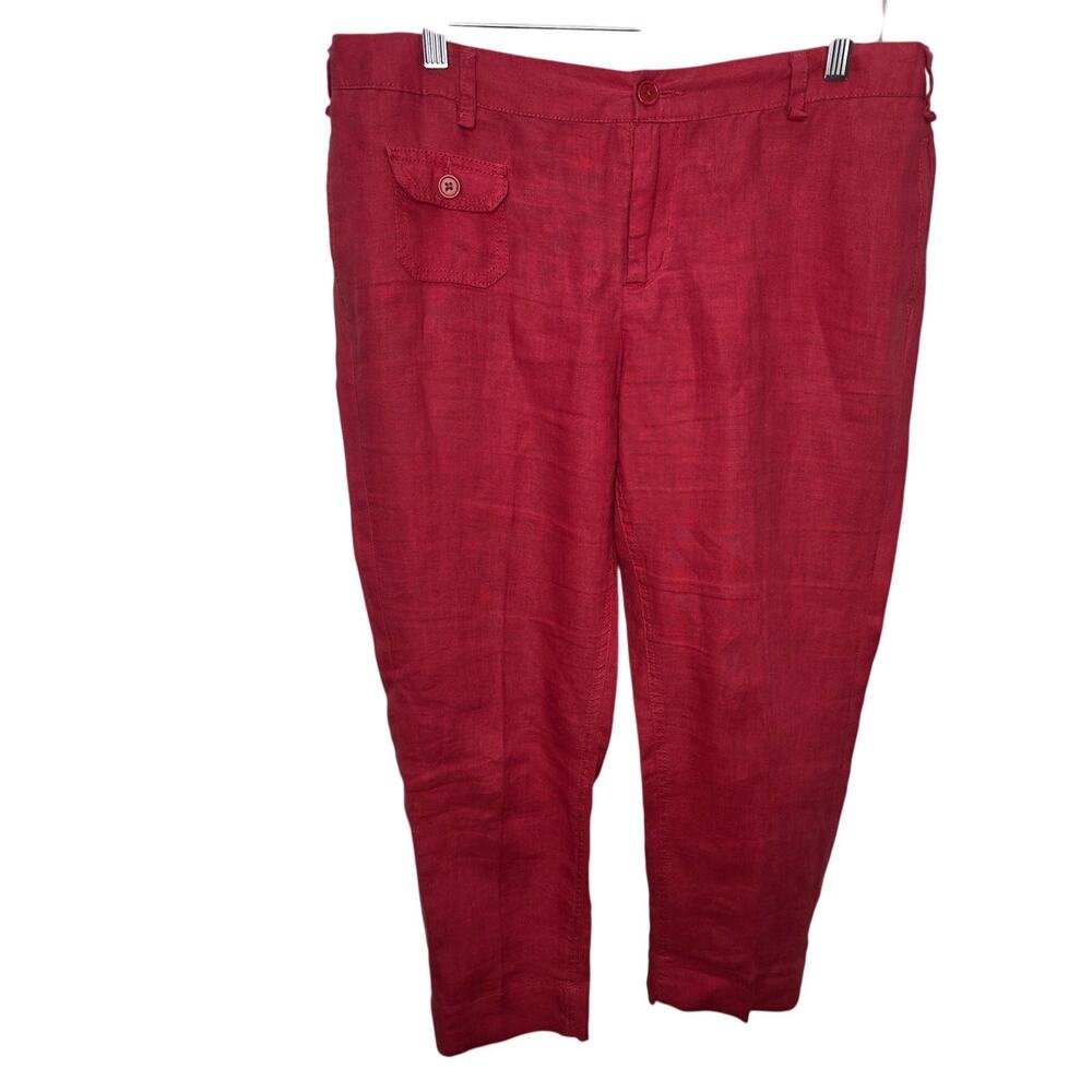 Cynthia Rowley Women's Linen Crop Pants Coral Pink Capri Cropped Size 10